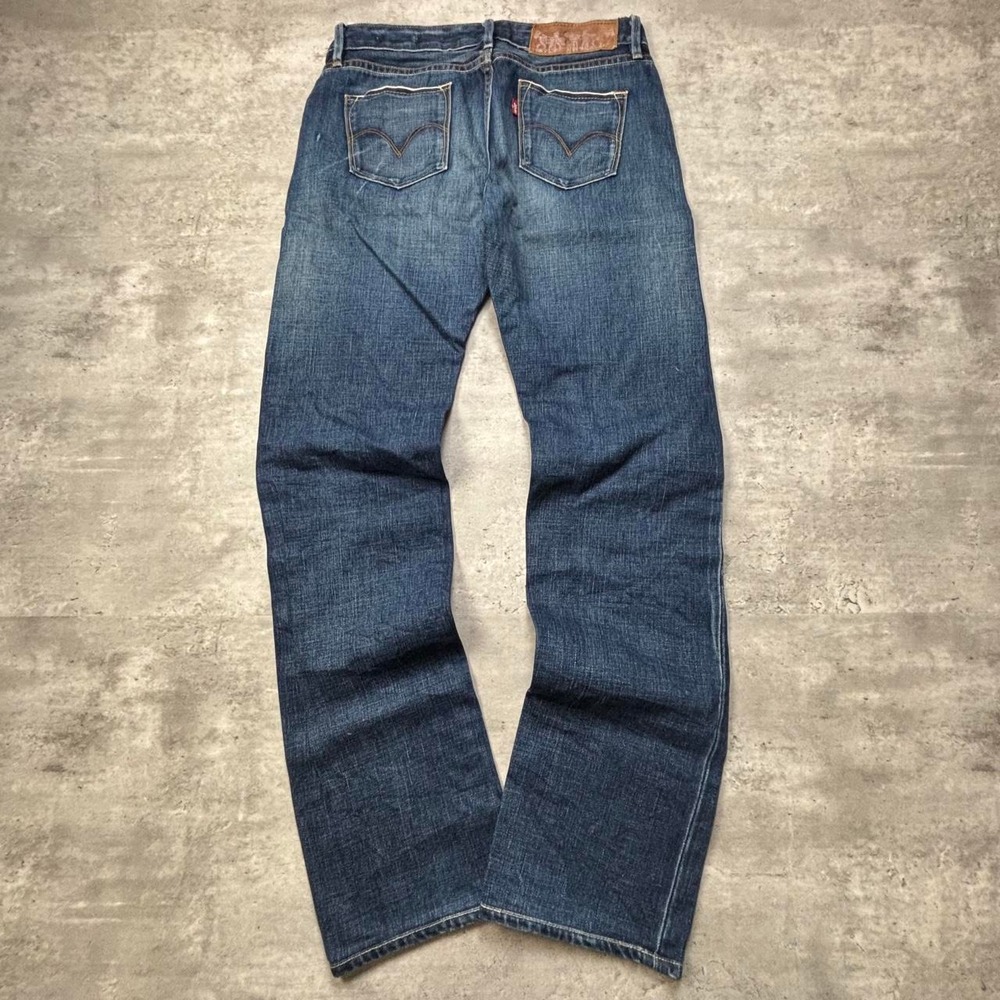 Levi's Premium Straight Leg Jeans Women 27x30 Blue Selvedge Dark Wash Y2K